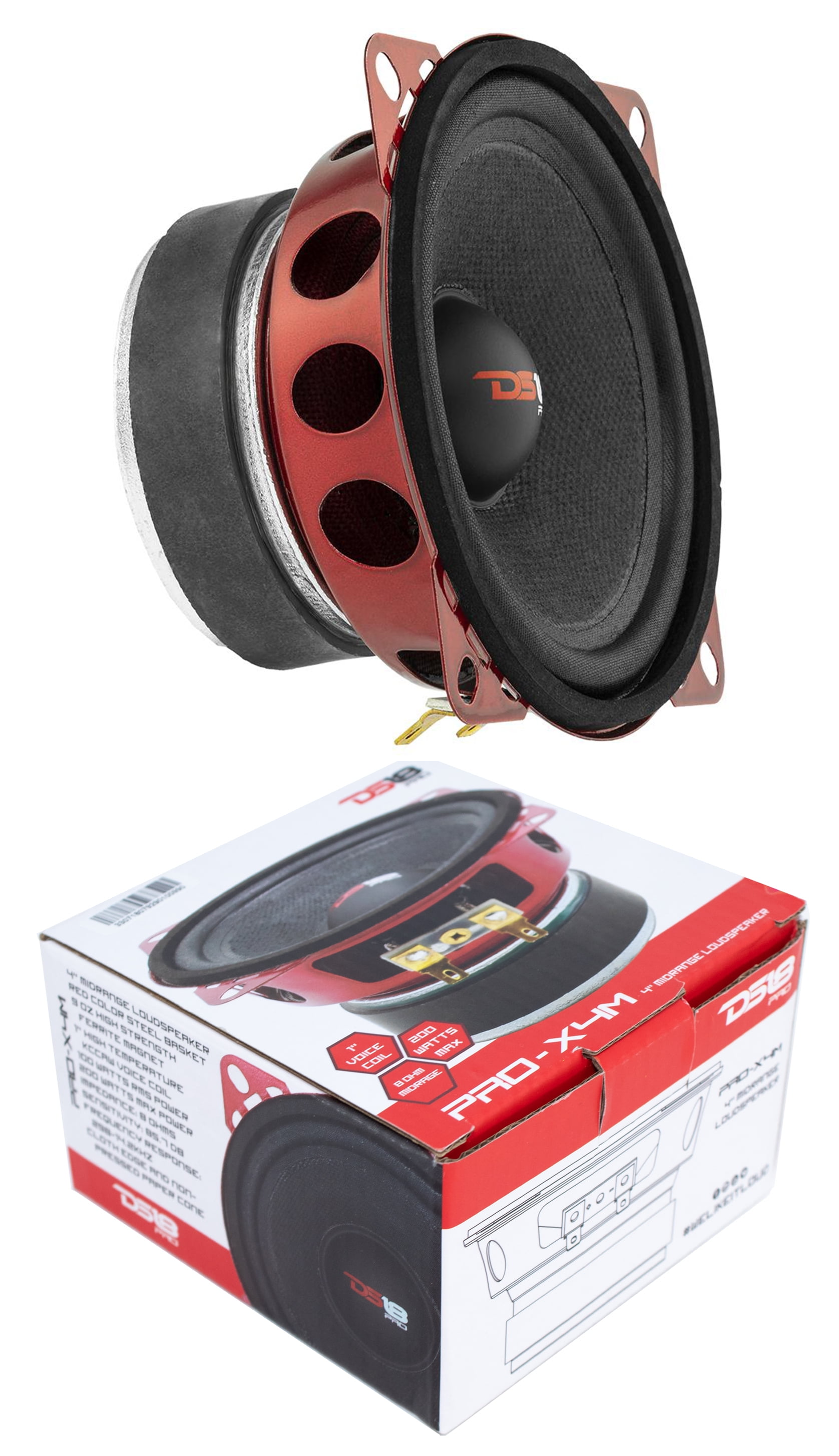 1x DS18 PROX4M 4" Mid Range Loud Speaker 200 Watt 8 Ohm Pro Car Audio