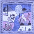 thumbnail image 1 of Ahgly Company Machine Washable Indoor Square Animal Blue Traditional Area Rugs, 4' Square, 1 of 4