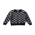 thumbnail image 1 of Chandail d'Automne pour Tout-Petit Fille Garçon, Tricot à Damier, Col Rond, Manches Longues, Chandail en Maille pour Enfants de 18 Mois à 6 Ans, 1 of 5
