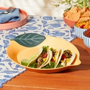 Mainstays by Becky G. & Alejandra Bamboo Melamine Figural Lemon Serve Platter, Green Leaf