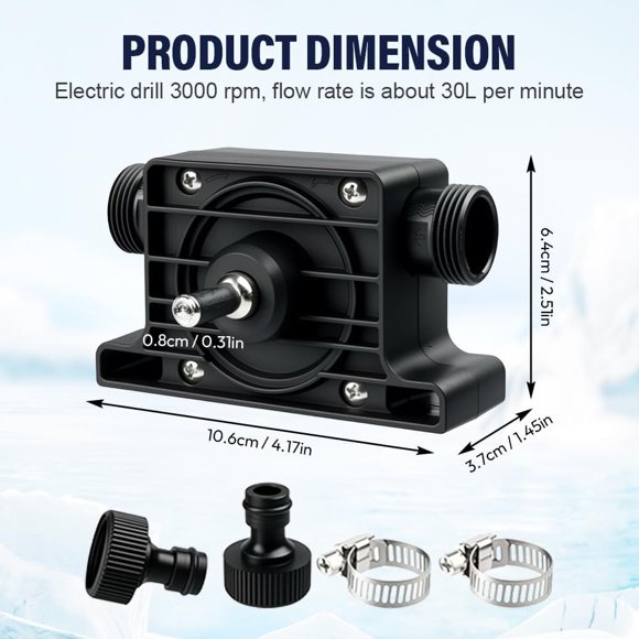 Pompe de Perceuse pour Transfert 2025 Pompe à Perceuse Auto-Amorçante Pompe Motorisée Portable pour Perceuse à Main Pompes à Eau pour Essence Huile Aquarium Jardin