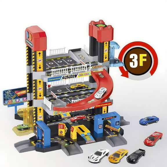 Toy Car Garage with Cars & Simulate Multi-scenario Parking Garages Playset for Kids Age Groups 3-12