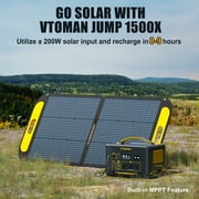 VTOMAN 1500W Portable Power Station+110W Solar Panels Included,828Wh Solar Generator & 110W Portable Panel for Home Backup,Blackout,Emergency,Camping