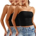 thumbnail image 1 of Blusa informal de verano sin tirantes de color liso para mujer, 3 piezas, de poliéster, 1 of 6
