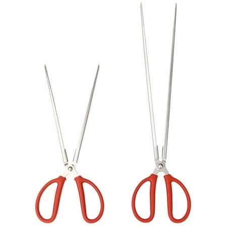 

2PCS Eel Crab Mud Fish Tongs Long Garbage Clip Pick Up Tools for Outdoor - Straight (Red)