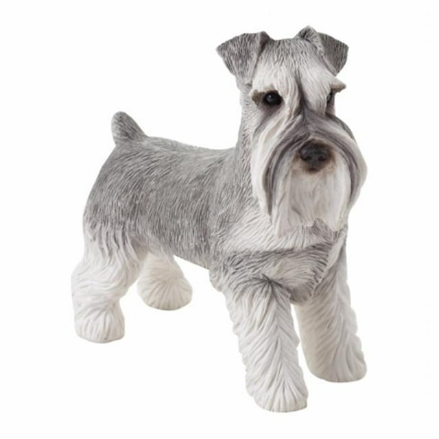 Small Size Gray Schnauzer With Uncropped Ears Sculpture, Standing