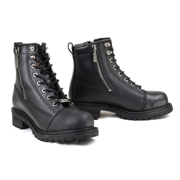 Milwaukee Motorcycle Clothing Co. Men's Accelator Black Leather Motorcycle Boots, MB408 10.5 Wide