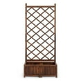 thumbnail image 4 of Wood Planter Raised Garden Bed with Trellis, 67 Inch Height Outdoor Garden Flower Standing Planter Box Lattice Panels with Planter for Patio Porch with Drainage Holes, Brown, 4 of 14