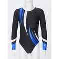 thumbnail image 5 of IEFIEL Girls Long Sleeves V Neck Shiny Glitters Gymnastics Dance Leotard,Sizes 6-16 Black 14, 5 of 7