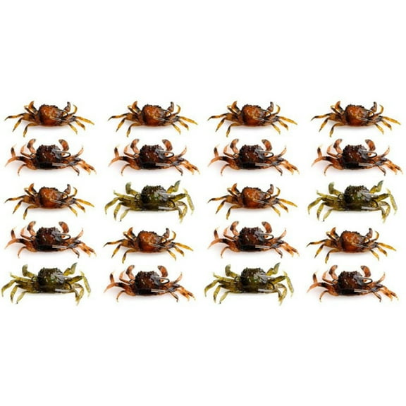 20 Pcs Crab Bait, 3D Simulation Crab Soft Bait with Pointed Hook, Sea Fish Bait Buckle, Sea Fish Fishing Tackle Tools