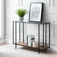thumbnail image 5 of Evelyn&Zoe Vireo 42" Wide Rectangular Console Table with Glass Shelf, Brushed Brass, 5 of 8