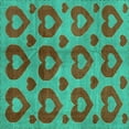 thumbnail image 1 of Ahgly Company Machine Washable Indoor Square Abstract Turquoise Blue Modern Area Rugs, 7' Square, 1 of 4