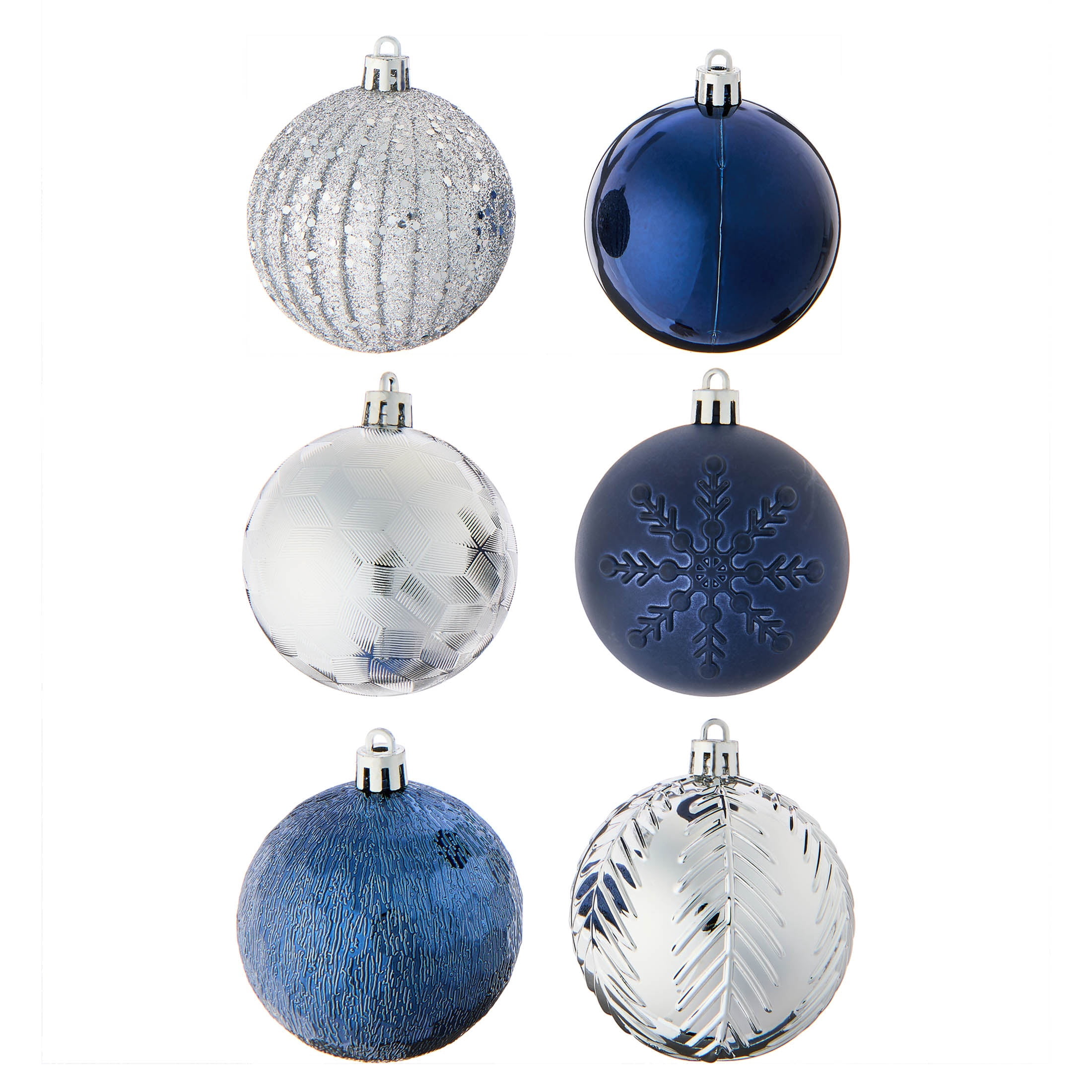 50-Count Blue and Silver Ball Shatterproof Christmas Ornaments, 3", by Holiday Time