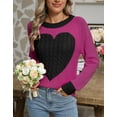 thumbnail image 5 of Women's Heart Pattern Knit Sweater, Long Sleeve Crew Neck Pullover, Soft Cozy Cable Knit Jumper for Fall and Winter, 5 of 7