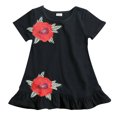 thumbnail image 1 of Robe d'Été pour Bébé Fille Broderie Fleur Manches Courtes Col Rond Appliqués Robe de Fête Florale Décontractée, 1 of 7
