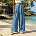 thumbnail image 6 of VBVC Women's High Waisted Wide Leg Pants , Pleated Palazzo Pants For Women , Ladies' Casual Flowy Dress Trousers with Pockets and a Belt,Blue,S-2XL, 6 of 7