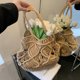 thumbnail image 1 of Bolsa De Hombro Bolso de mano para mujer, bolso de mano de verano de paja calado, bolso de mano grande tejido para playa (caqui) Likrtyny Para Estrenar, 1 of 3