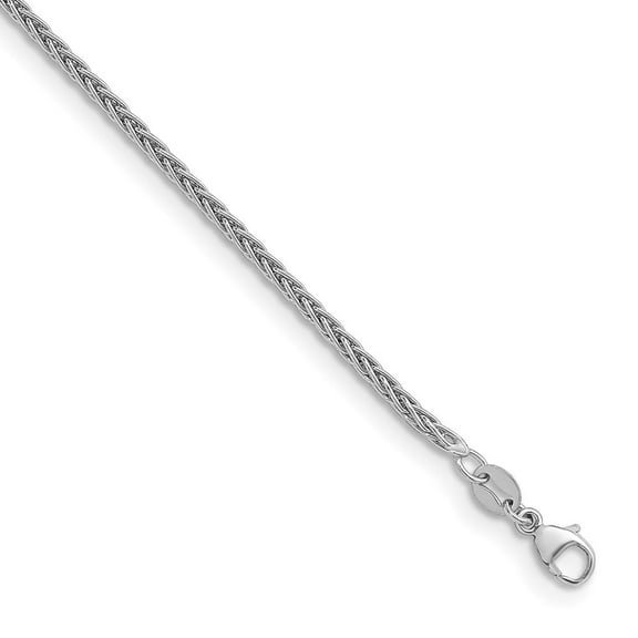 Auriga Fine Jewelry Platinum Polished 2 mm Solid Wheat Chain Necklace for Women 16"