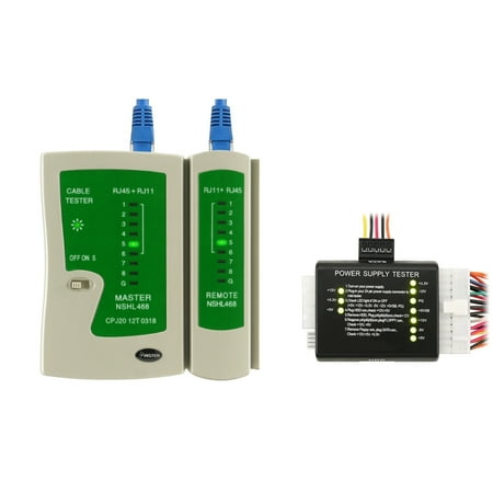 Insten RJ45 RJ11 Cable Tester+20/24 Pin Power Supply Tester For ATX SATA HDD