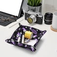 thumbnail image 6 of Valet Tray, purple halloween skull spiderweb Faux Leather Desk Tray Vanity Tray Night Stand Organizer Catch All Tray Key Bowl for Entryway Table, Elegant Valet Tray Storage for Men Women, 6 of 7