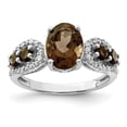thumbnail image 1 of FB Jewels Sterling Silver Rhodium Diam. & Oval Smoky Quartz Ring, 1 of 2