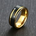 thumbnail image 4 of Yellow Gold Plated AAAAA CZ Tungsten Carbide Mens Ring Men Wedding Band Black Ring for Man, 4 of 7