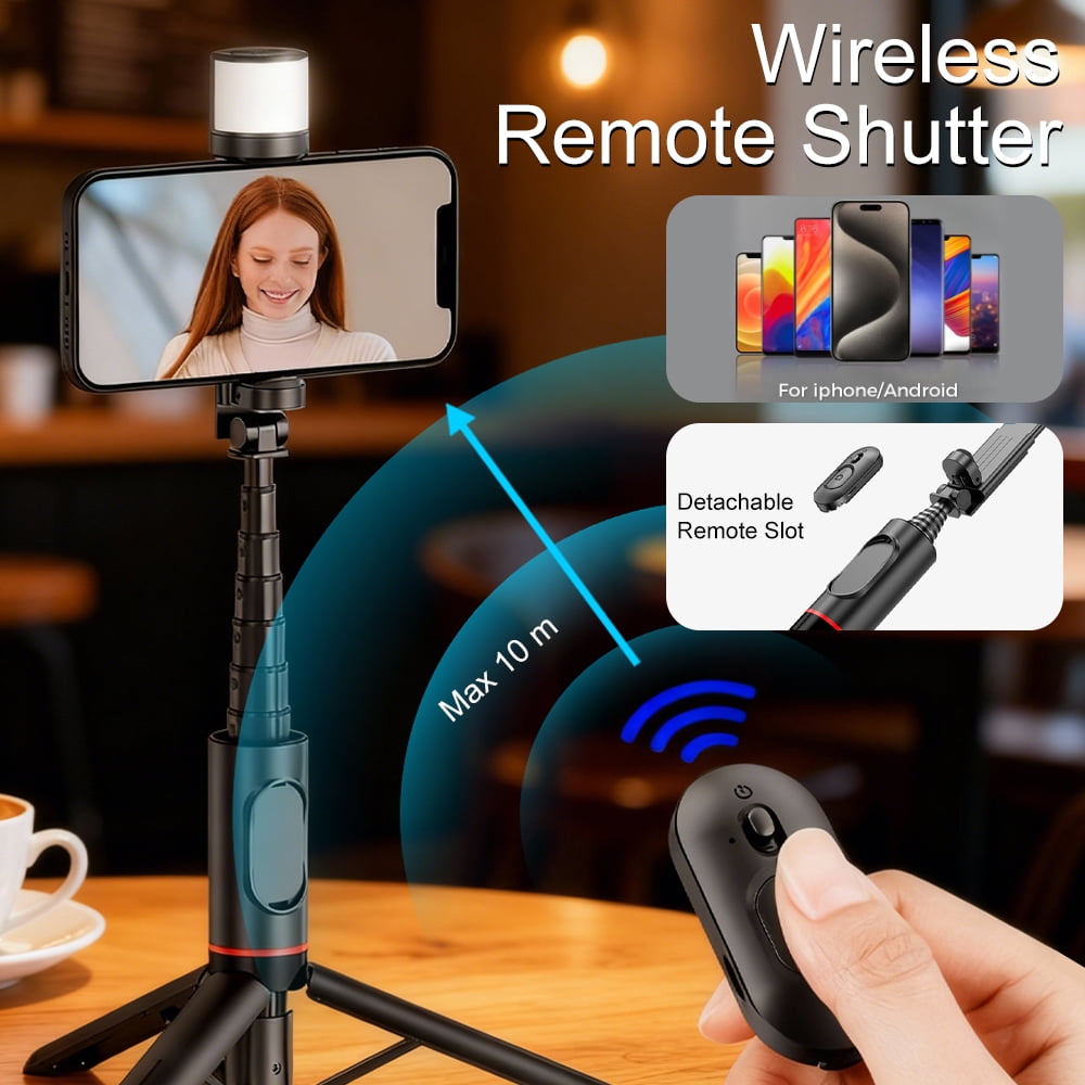 Selfie Stick Tripod for iPhone with Light, 360 Rotation 30" Phone Camera Tripod Stand with Remote for Content Creator Vlog Live Stream Video Recording