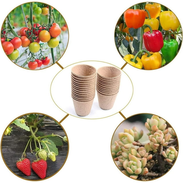 JWshufel 50PCS Paper Tray Cup Plant Label Set with Capillary Mat for Moisturizing Plant Containers Easy Watering Solution for Gardening and Sowing Includes Tags and Marker