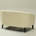 thumbnail image 6 of 50" Faux Leather Small Barrel Love Seat Settee, Diamond Tufted Back Compact Loveseat Sofa with Nailhead Trim, Modern 2-Seater Couch with Solid Wood Legs for Small Spaces, Apartments, Cream, 6 of 17