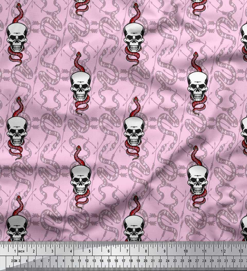 Soimoi Cotton Duck Fabric Snake,Arrow & Skull Decor Fabric Printed Yard 42 Inch Wide