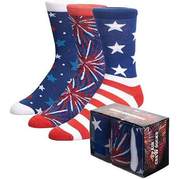 Americana Crew Socks (3-Pack Box Set)-OSFA