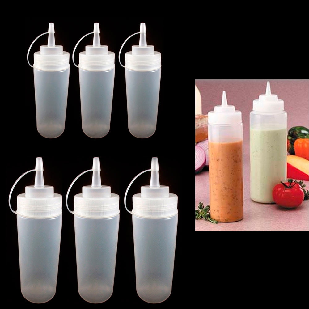 6 Clear Plastic Squeeze Bottle 12Oz Condiment Ketchup Mustard Oil Mayo Dispenser by PRIDE PRODUCTS