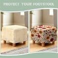 thumbnail image 6 of SCRAWLGOD Sunflower Leaf Print Beige Footstool Cover, Washable Square Slipcover with Non Slip Bottom Soft Foot Stool Protection Universal Fit for Most Footrest Sofa, 6 of 7