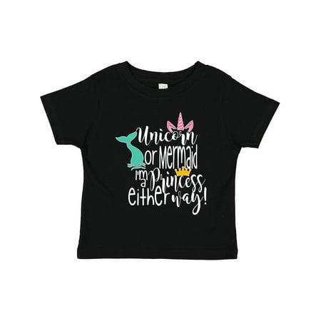 

Inktastic Unicorn or Mermaid I m a Princess Either Way Gift Toddler Boy or Toddler Girl T-Shirt