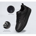 thumbnail image 3 of LUCKY STEP Womens Fashion Faux Leather Sneakers Low Top Lace Up Casual Shoes,All black, 3 of 10
