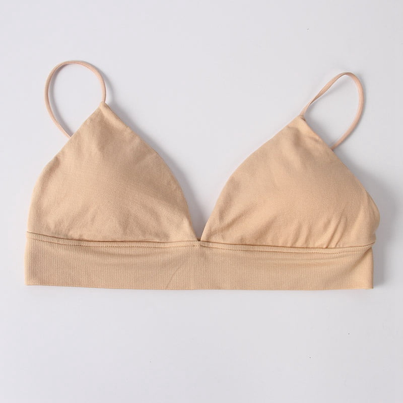 Women S Thin Shoulder Strap Invisible Wirefree Plus Size Bralette Deep V Triangle Cup Sports Bra