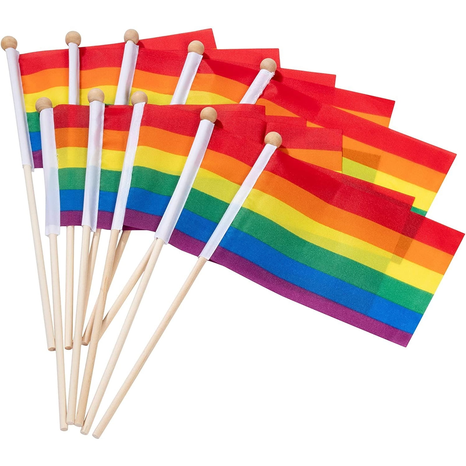 8.2 x 5.5 inch Small Handheld Rainbow Flag Mardi Gras Rainbow Party Mini LGBT Flag Bunting for LGBT Parades 100 pieces Pride Rainbow Stick Flag