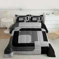 thumbnail image 2 of Homewish Meodern Geometric Bedding Comforter Set,Square Pattern Twin Comforter Sets,Gray Black Bedding Set For Men Women,Luxury Bedroom Decor Reversible,2pcs, 2 of 8