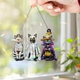 thumbnail image 2 of Lotusprinthandmade Halloween Cat Lovers Spooky Custom Shape Broken Glass Hologram Ornament 10in, halloween cat themed hologram ornament, 2 of 5