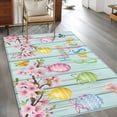 thumbnail image 2 of Area Rugs for Living Room Bedroom, Happy Easter 4'x6' Rug Washable Carpet Runner Indoor Outdoor, Spring Colorful Eggs Butterfly Teal Wood Grain Non Slip Accent Floor Mats Rug for Kitchen, Office, 2 of 8