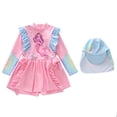 thumbnail image 2 of Baby Girl Swimsuit Girl's Long Sleeve Ruffle Dress Style One Piece Swimsuits Girls' Swimwear Pink 8-10 Years, 2 of 6
