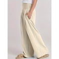thumbnail image 3 of Solid Color Pleated Waist Loose Baggy Pants, Vacation Style Wide Leg Comfortable Pants, Suitable for Spring and Autumn Wear, Women's Clothing, 3 of 5