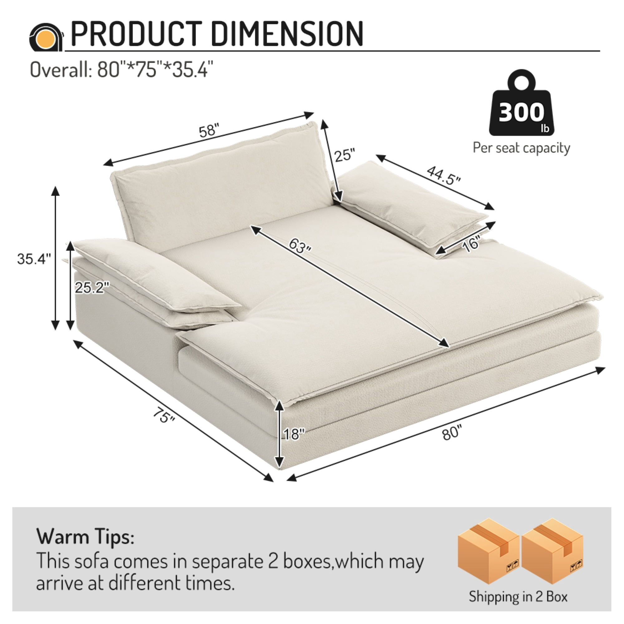 LLappuil 75" Chaise Lounge Chair Indoor, Oversized Chenille Upholstered Sofa Bed, Deep Seat Loveseat Sleeper Couch Reading Chairs, Cloud Sofa Couch for Living Room Bedroom