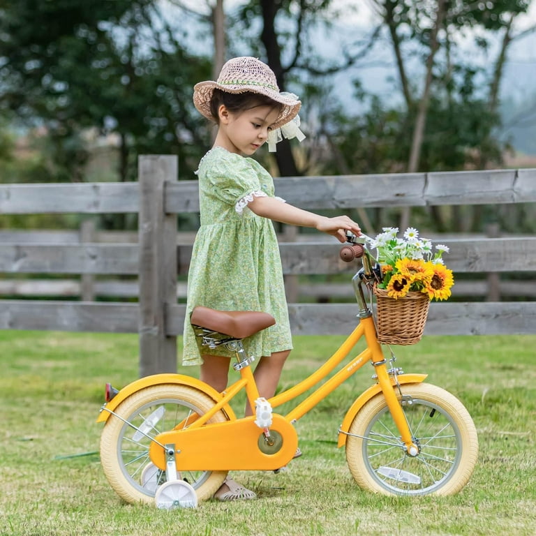 Glerc Little Molly 14 inch Kids Girls Bike for 3 5 Years Old Little Child Yellow