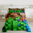 thumbnail image 2 of Homewish Brown Green Blue Plaid 2pcs Bedding Comforter Set For Female Men Adults,Abstract Geometric Buffalo Twin Comforter Sets,Futuristic Cubes Breathable Bedding Set,Microfiber Bedroom Decor, 2 of 8
