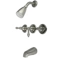 thumbnail image 1 of Three Handles Tub-Shower Faucet - Satin Nickel Finish, 1 of 1