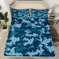 thumbnail image 2 of Feelyou Teens Camo Camouflage Full Size Sheets, Blue Abstract Square Bed Sheets, Vintage Fashion Style Sheet Sets, Super Cozy Room Decor, 4pcs, 2 of 7