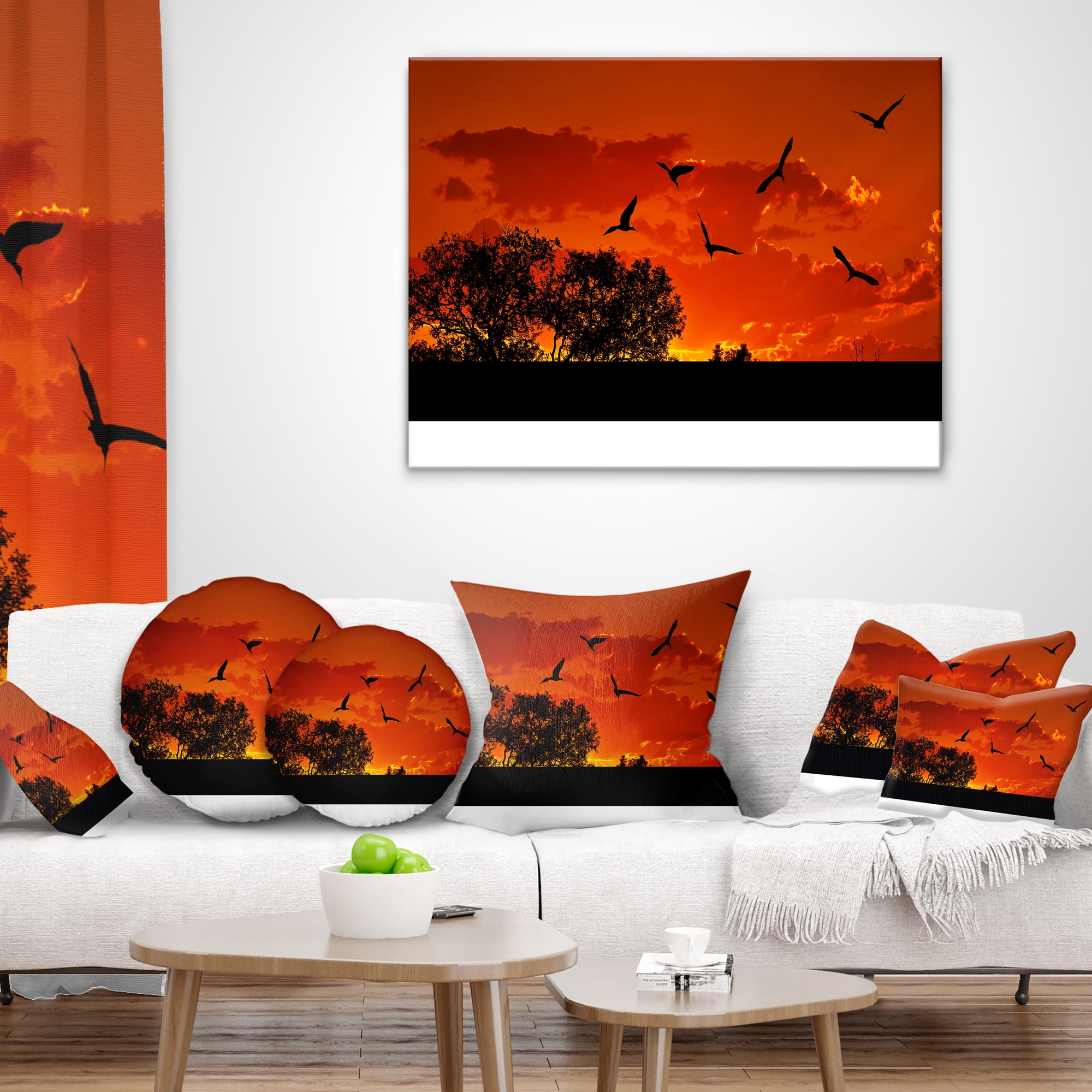 Designart African Landscape with Warm Sunset - African Landscape Printed Throw Pillow - 18x18