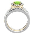 thumbnail image 2 of 10K Gold Natural Peridot 3-Piece Ring Set Two-tone Round 6mm Halo Diamond, size 5.5, 2 of 4