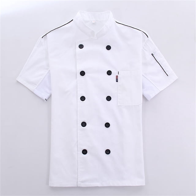 Veste de Chef Unisexe Vêtements de Chef Hôtel avec Manches Longues et Boutons Rouges Contrastants Veste de Chef pour Hommes & Femmes Chemises Hommes